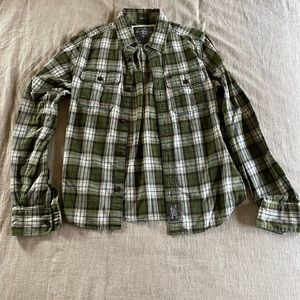 A&F green check flannel